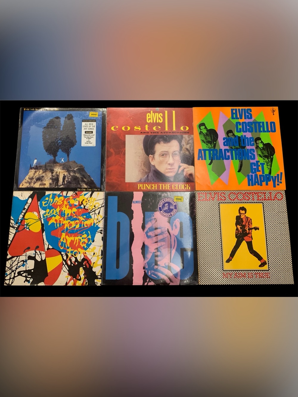 Vintage Elvis Costello Vinyl Record collection.  6 Great albums